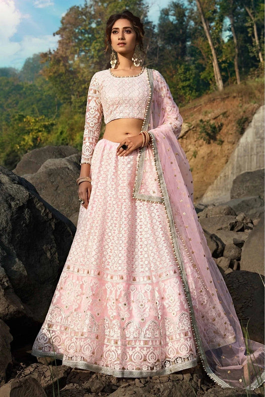 Pink Colour Soft Net Sequins Work Lehenga Choli LC1080423
