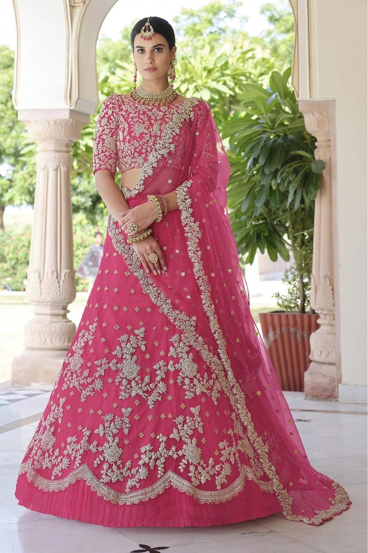 Pink Colour Soft Net Sequins Work Lehenga Choli LC1080579
