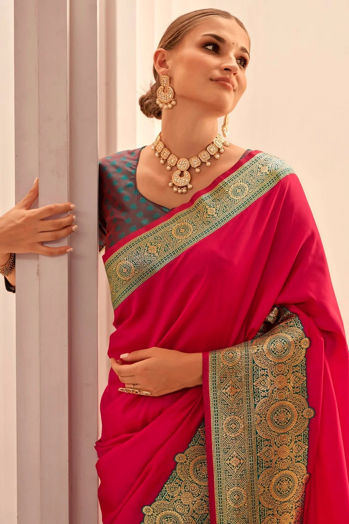 Pink Colour Soft Silk Woven Work Saree SD1290074 A
