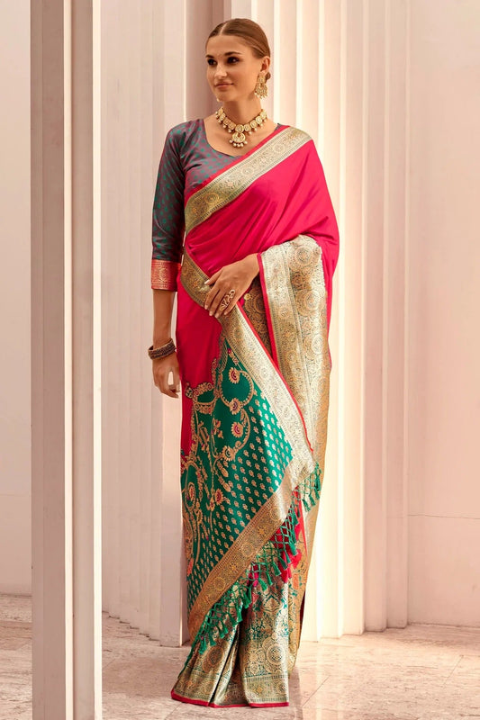Pink Colour Soft Silk Woven Work Saree SD1290074