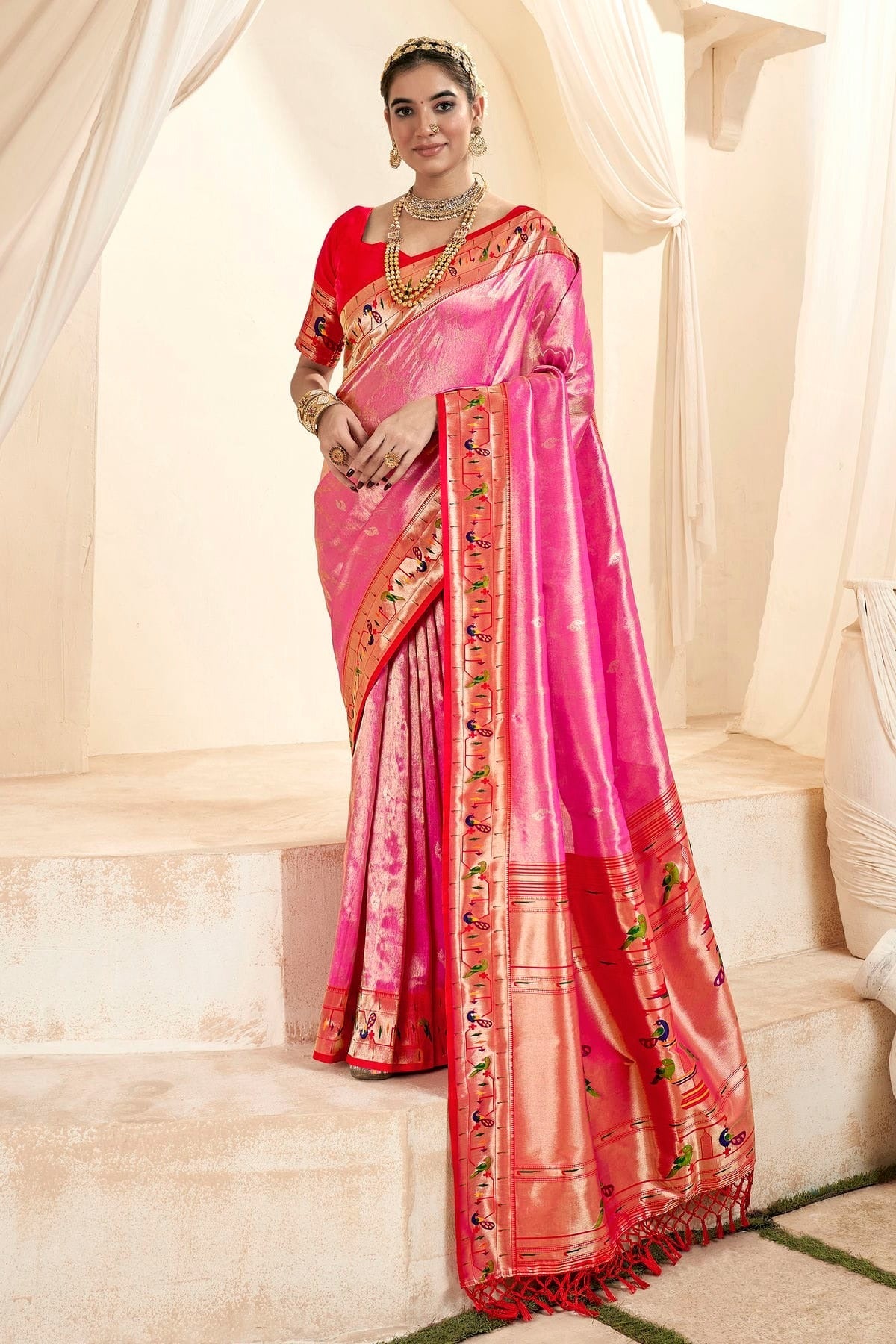 Pink Colour Soft Tissue Silk Saree SD1110133 A
