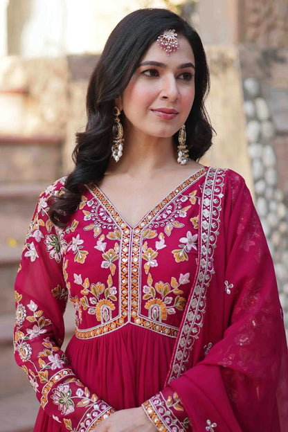Pink Colour Stitched Faux Georgette Gown GW1112808 B
