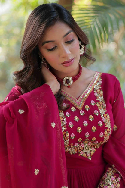 Pink Colour Stitched Faux Georgette Gown GW1112813 B