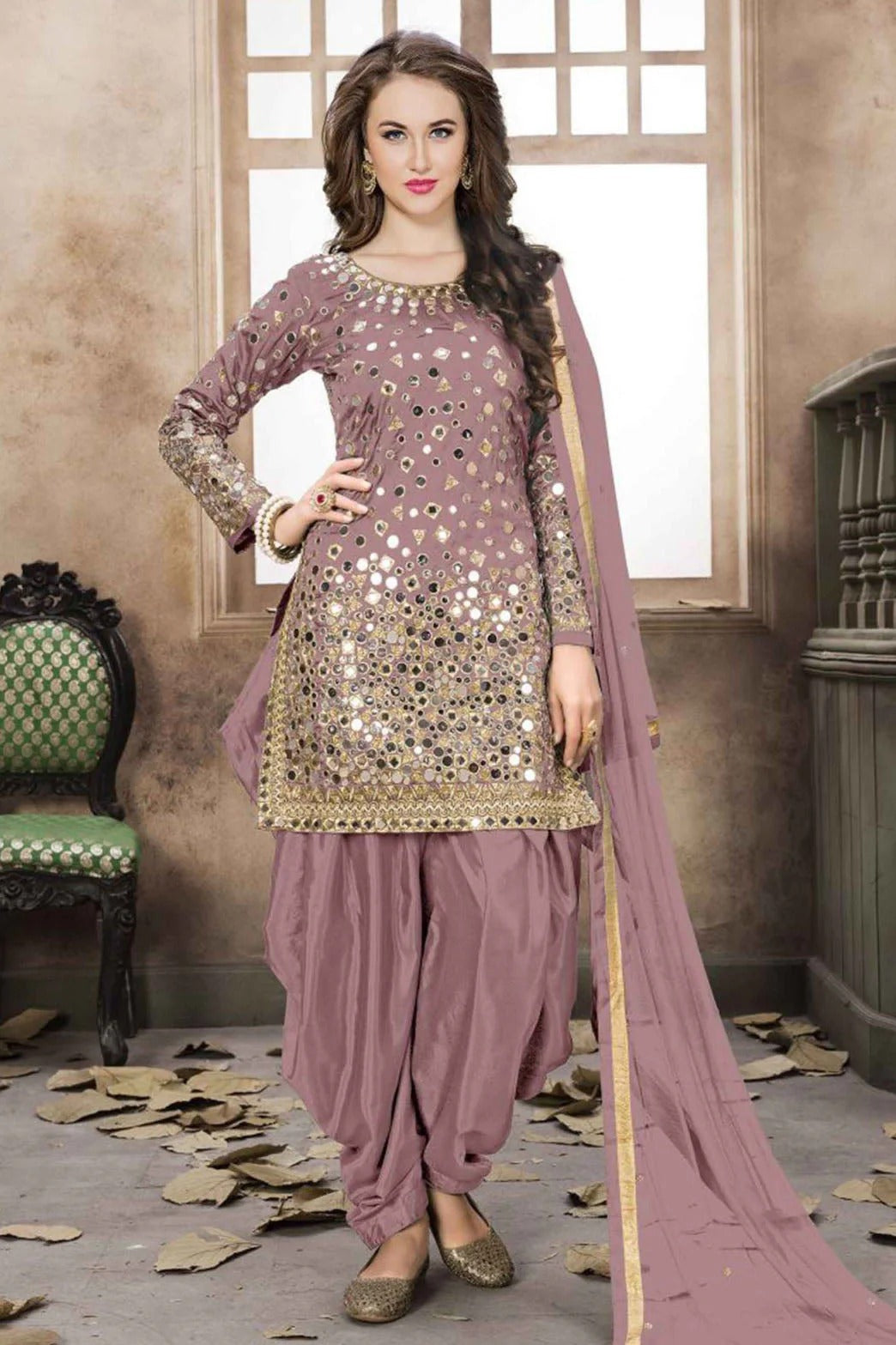 Pink Colour Taffeta Silk Embroidery Patiala Suit SM1050229
