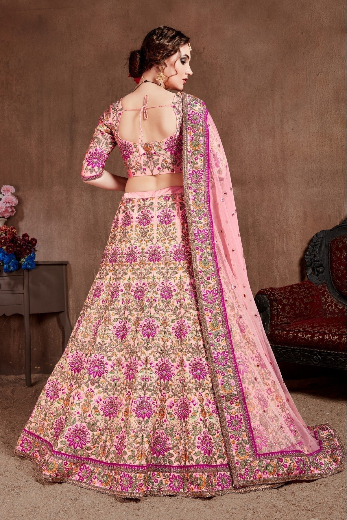 Pink Colour Taffeta Silk Lehenga Choli LC1010028 A