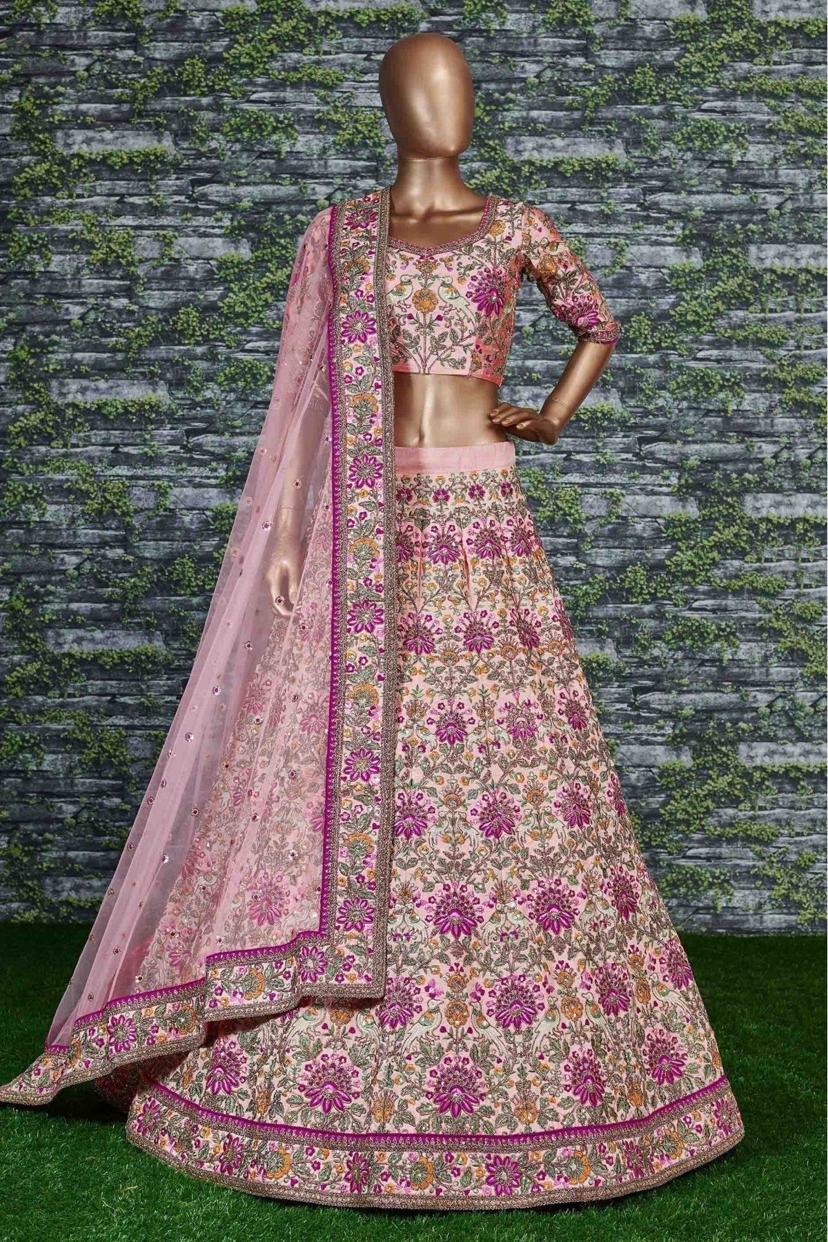 Pink Colour Taffeta Silk Lehenga Choli LC1010028 B