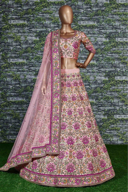 Pink Colour Taffeta Silk Lehenga Choli LC1010028 B
