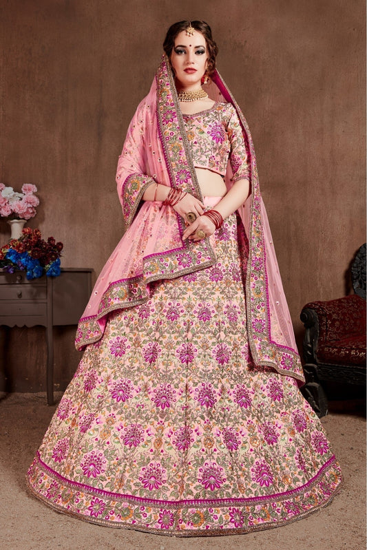 Pink Colour Taffeta Silk Lehenga Choli LC1010028
