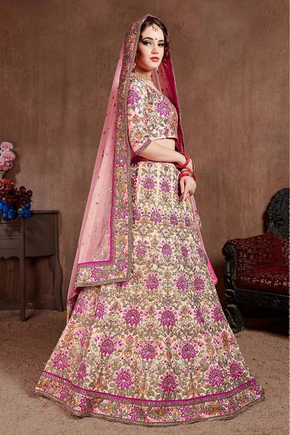 Pink Colour Taffeta Silk Lehenga Choli LC1010094 A