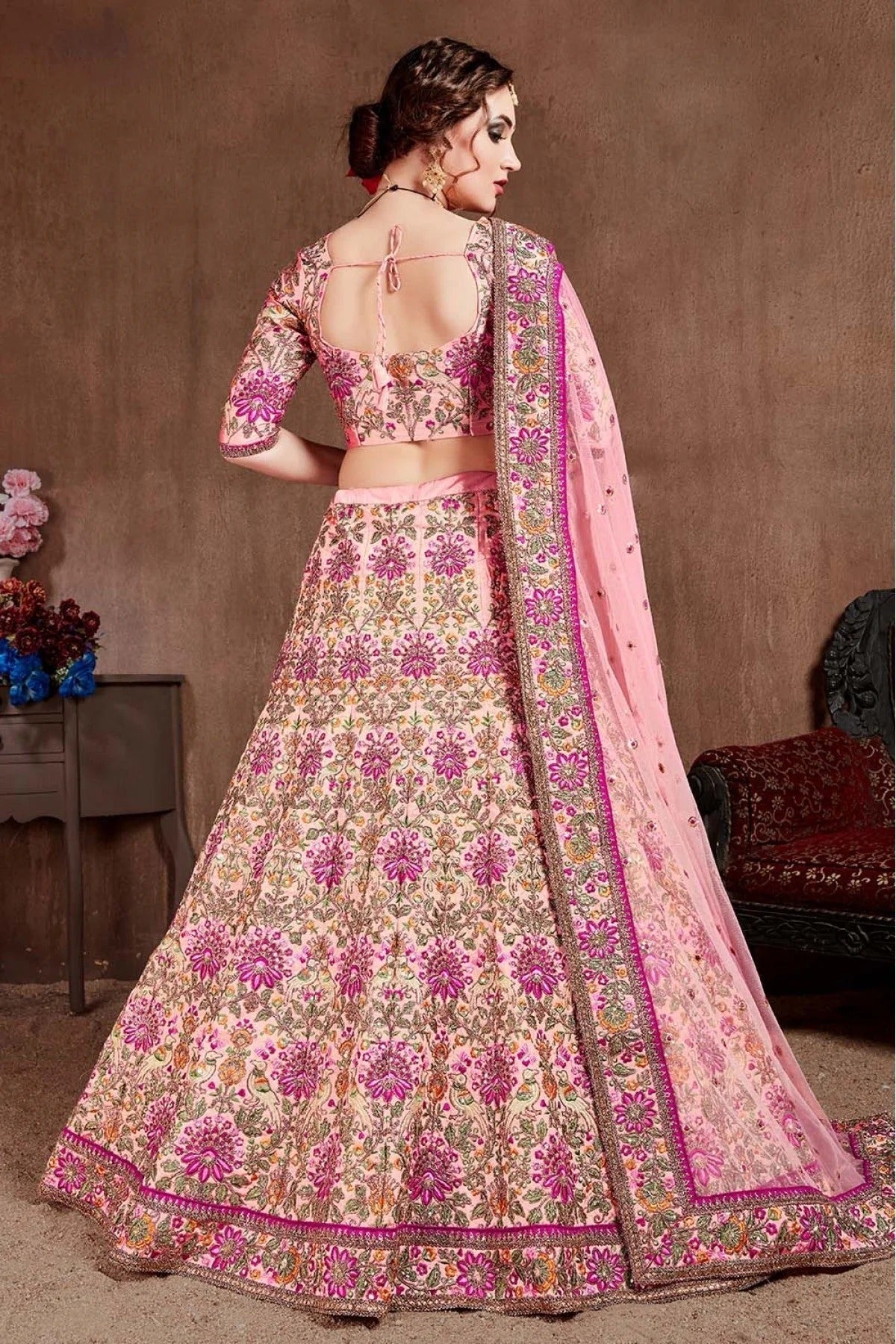 Pink Colour Taffeta Silk Lehenga Choli LC1010094 B