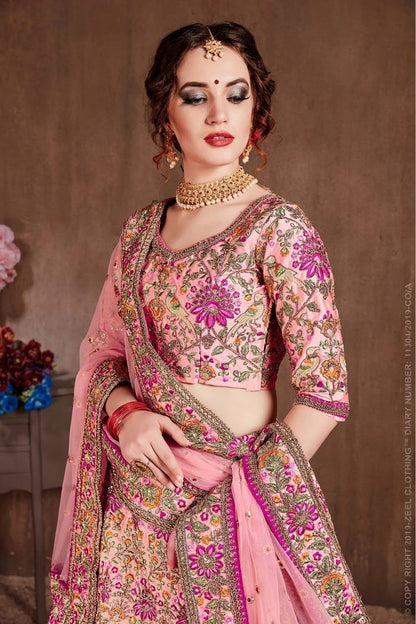 Pink Colour Taffeta Silk Lehenga Choli LC1010094 C
