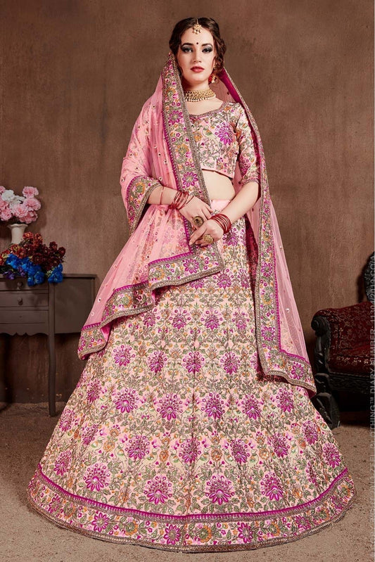Pink Colour Taffeta Silk Lehenga Choli LC1010094