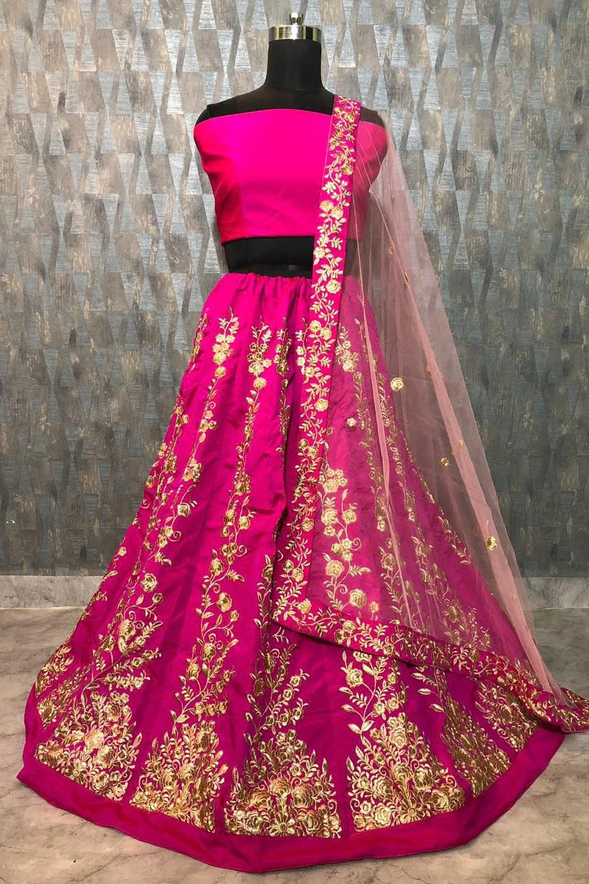 Pink Colour Taffeta Silk Lehenga Choli LC1020004 A