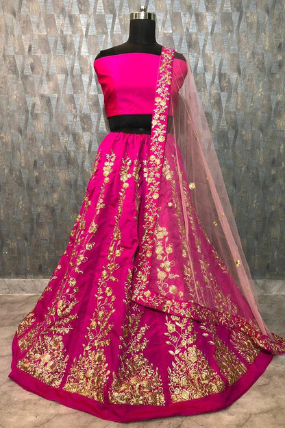 Pink Colour Taffeta Silk Lehenga Choli LC1020004 A