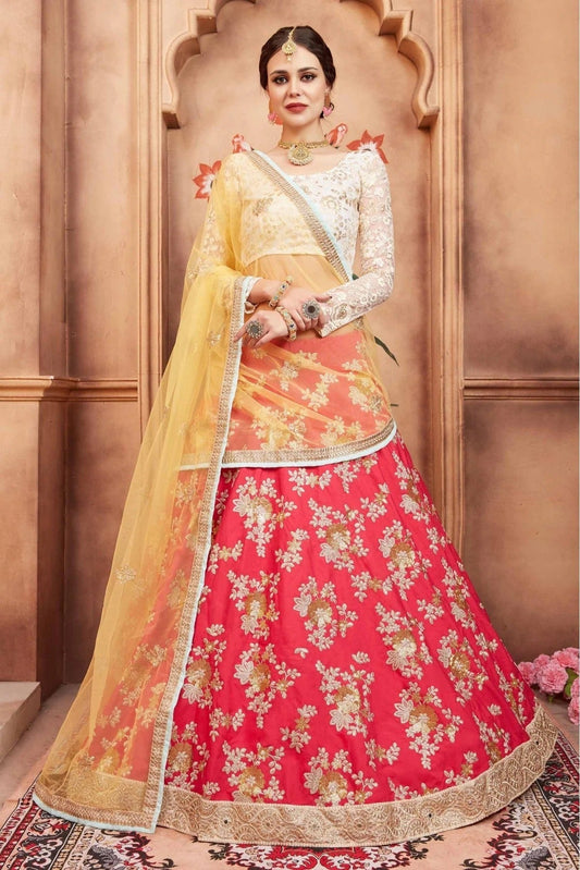 Pink Colour Taffeta Silk Sequins Work Lehenga Choli LC1080443