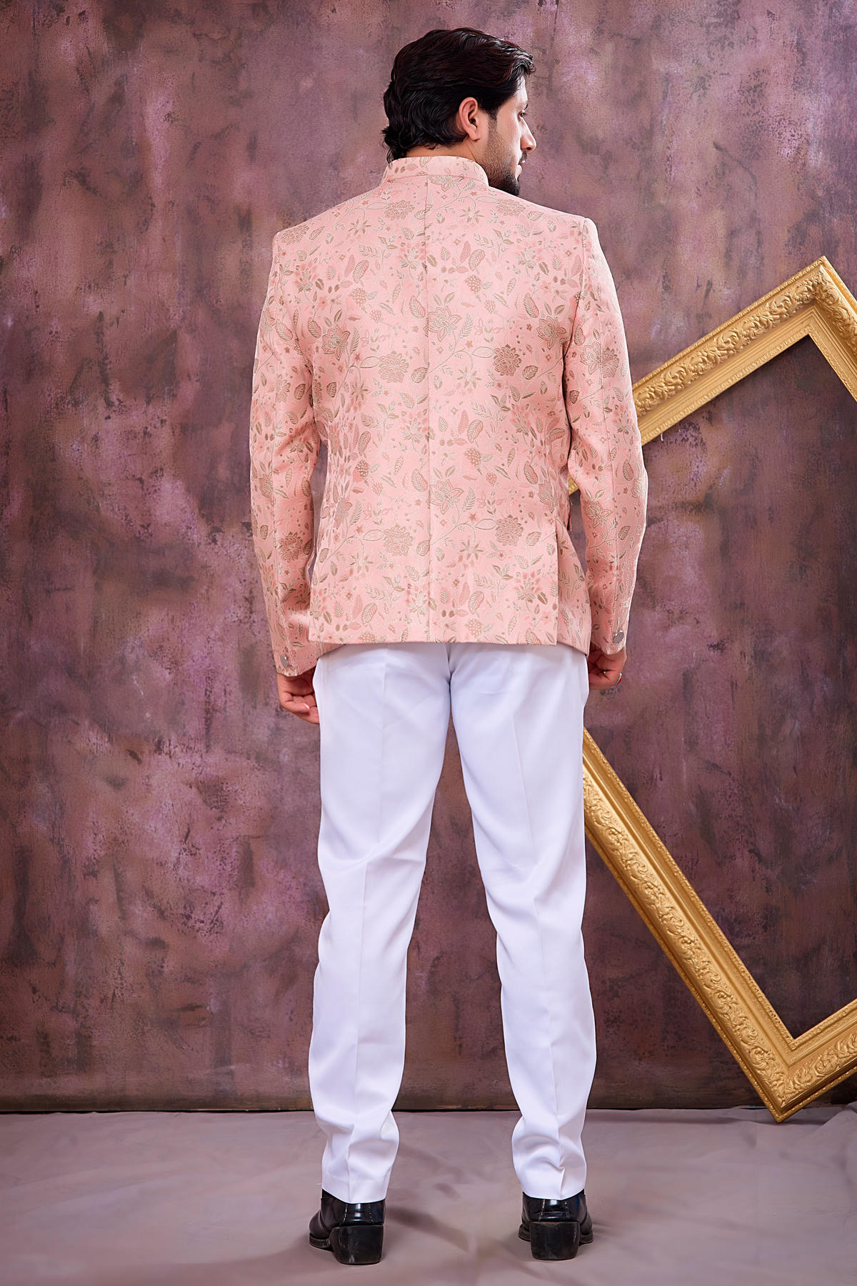 Pink Colour Thread Work Embroidery Imported Fabric Jodhpuri