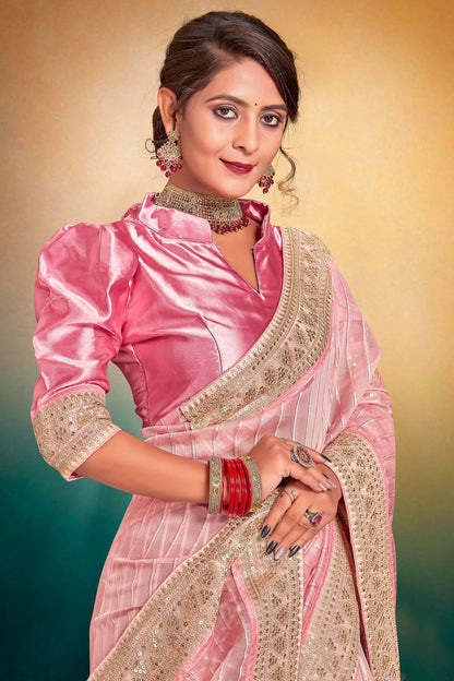 Pink Colour Tissue Designer Saree LC1121509 A