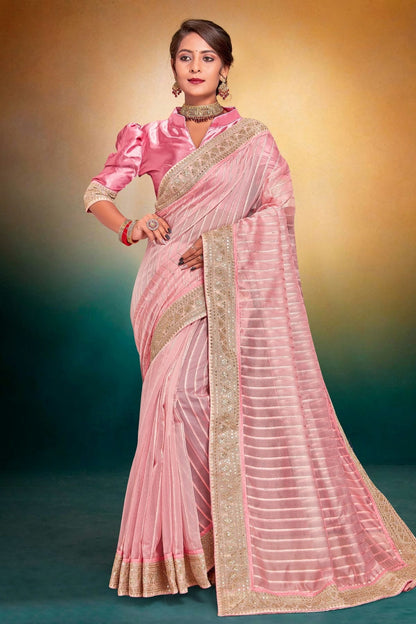 Pink Colour Tissue Designer Saree LC1121509