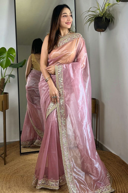 Pink Colour Tissue Silk Designer Saree SD1111783