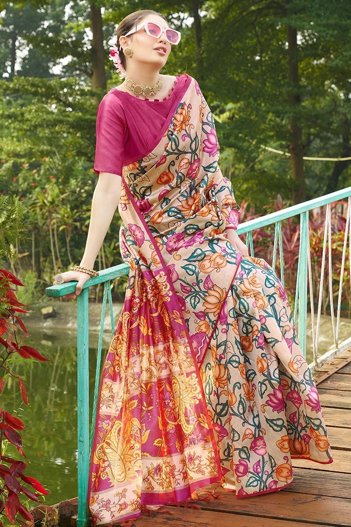 Pink Colour Tussar Silk Printed Saree SD1112090 A
