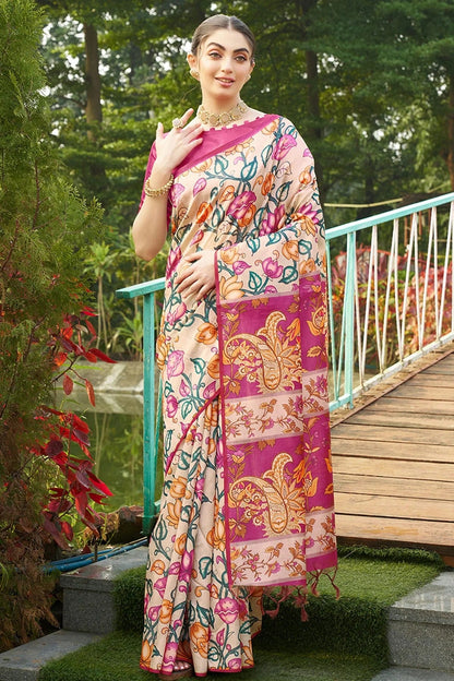 Pink Colour Tussar Silk Printed Saree SD1112090