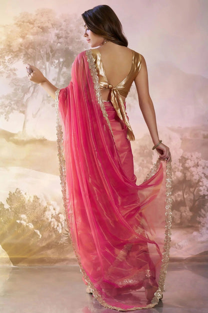 Pink Colour Twill Net Saree SD1112734 A