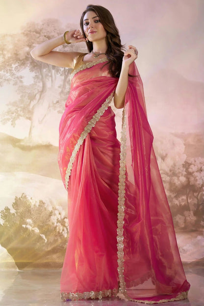 Pink Colour Twill Net Saree SD1112734