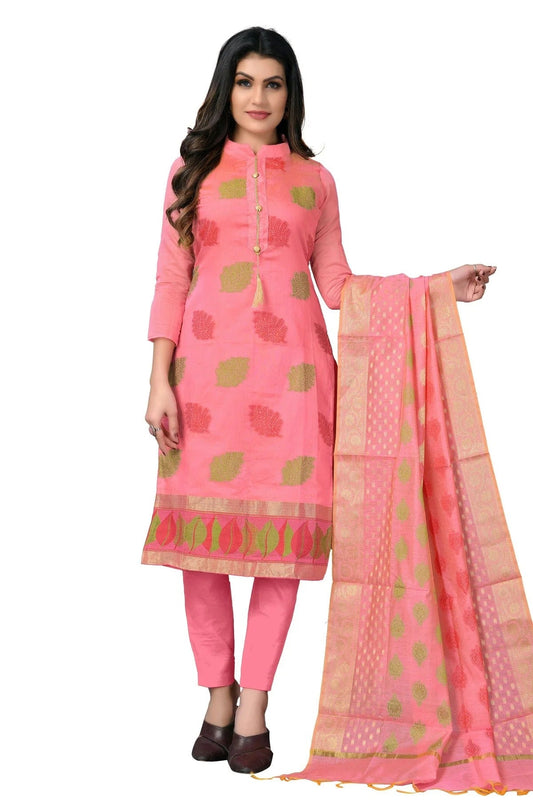 Pink Colour Unstitched Banarasi Jacquard Fabric Straight Suit US1160908