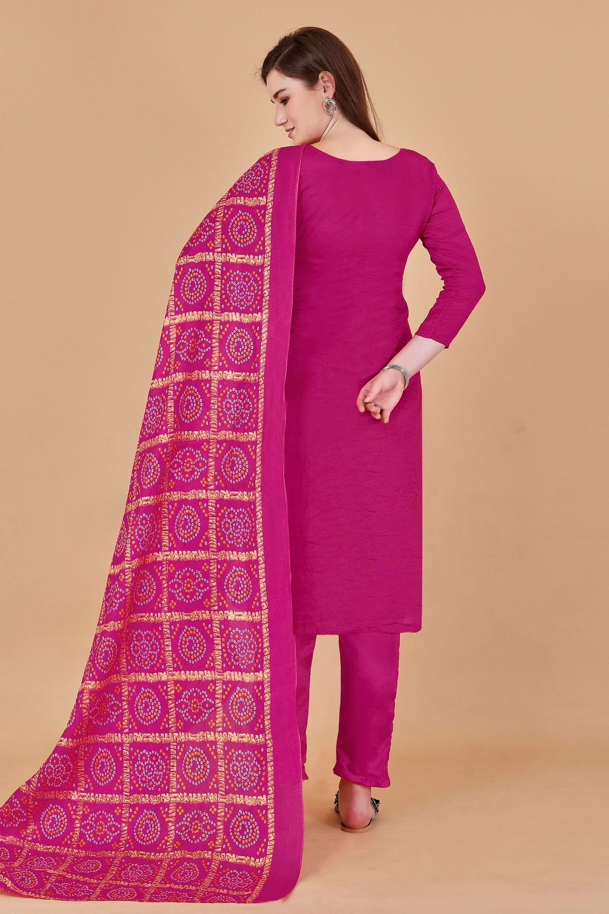 Pink Colour Unstitched Banarasi Jacquard Fabric Straight Suit US1160985 A