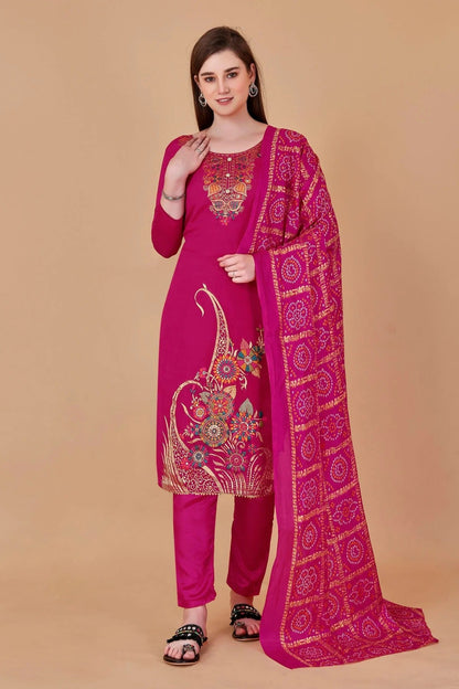 Pink Colour Unstitched Banarasi Jacquard Fabric Straight Suit US1160985
