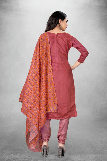 Pink Colour Unstitched Chanderi Churidar Suit US1160825 A