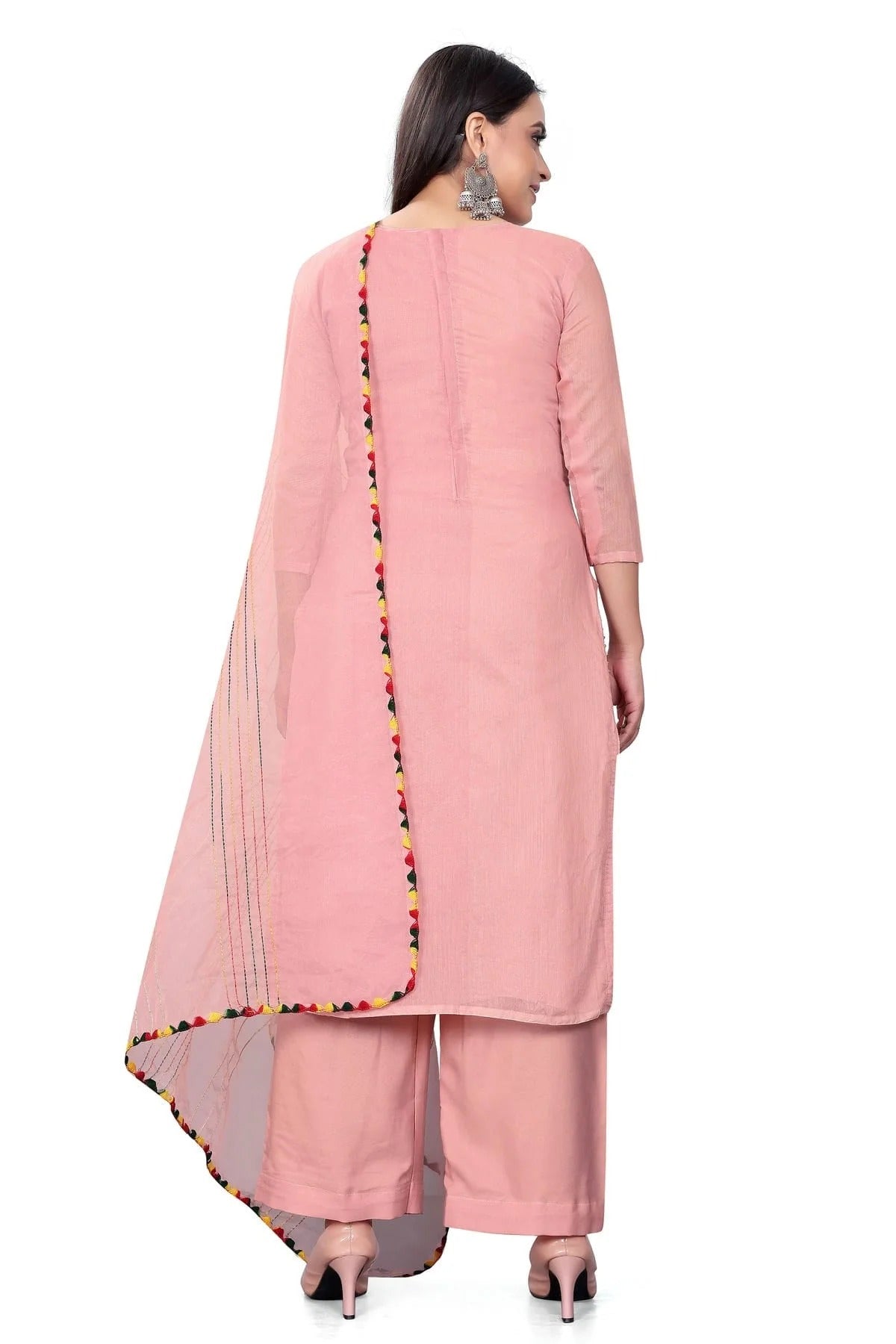 Pink Colour Unstitched Chanderi Cotton Plazzo Pant Suit US1160680 A