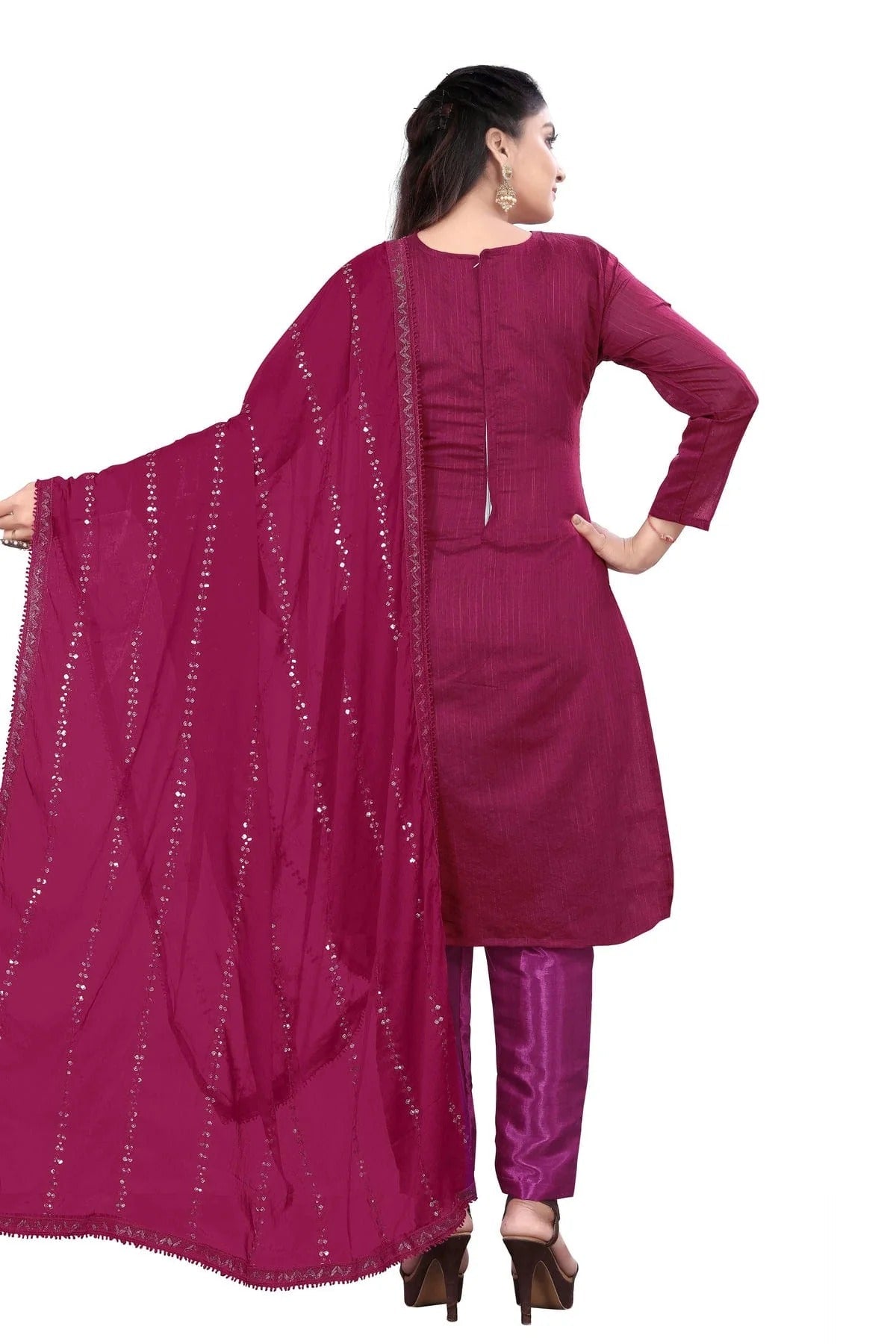 Pink Colour Unstitched Chanderi Cotton Straight Suit US1160667 A