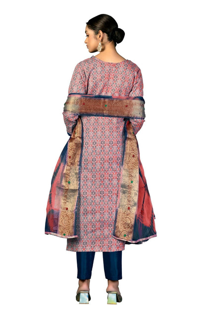 Pink Colour Unstitched Cotton Fabric Straight Suit US1160957 A
