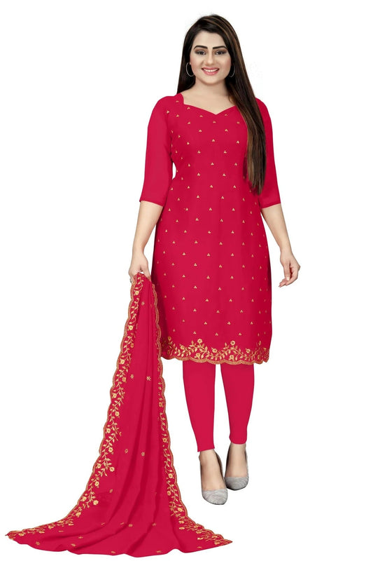 Pink Colour Unstitched Georgette Straight Suit US1160716