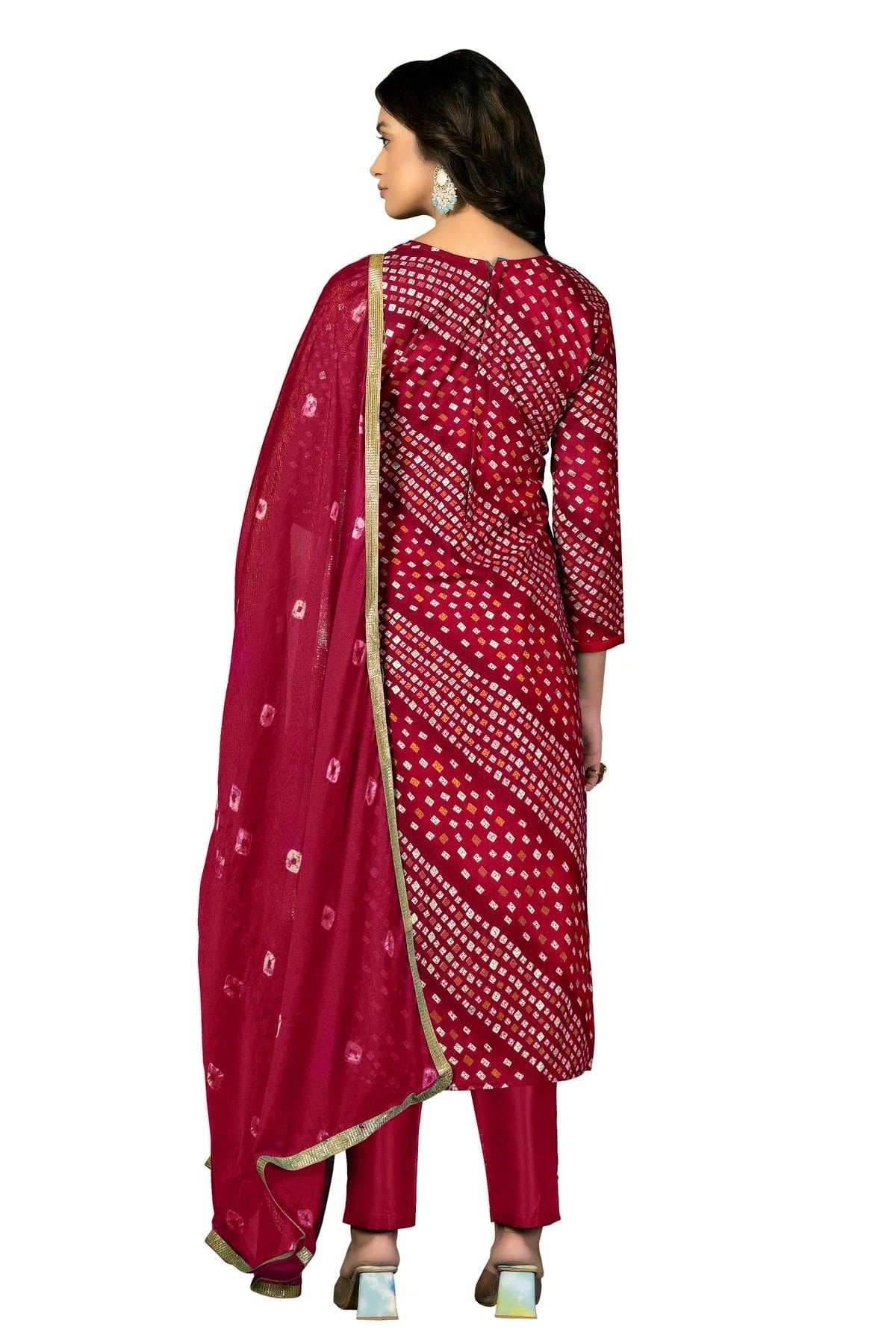 Pink Colour Unstitched Jam Cotton Fabric Straight Suit US1160952 A