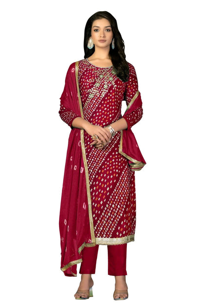 Pink Colour Unstitched Jam Cotton Fabric Straight Suit US1160952