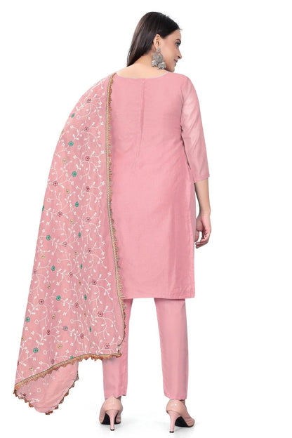 Pink Colour Unstitched Modal Chanderi Straight Suit US1160696 A