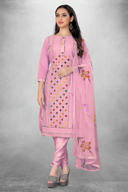 Pink Colour Unstitched Modal Cotton Churidar Suit US1160787