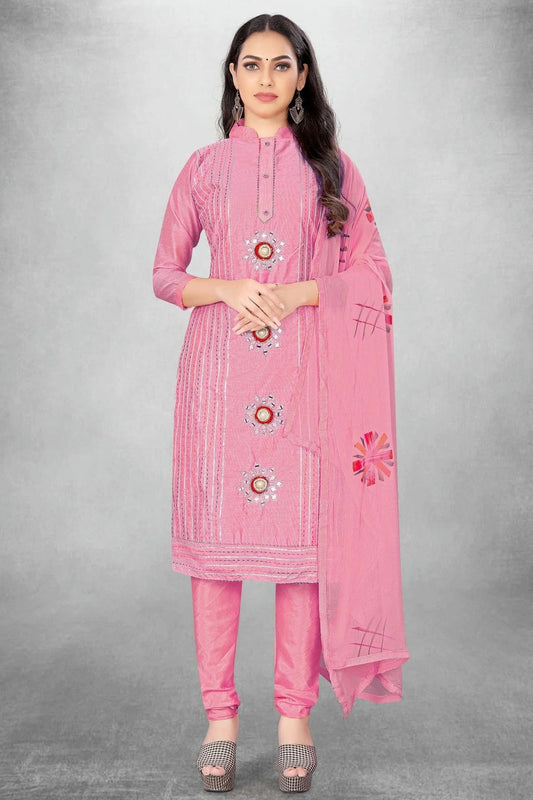 Pink Colour Unstitched Modal Cotton Churidar Suit US1160794