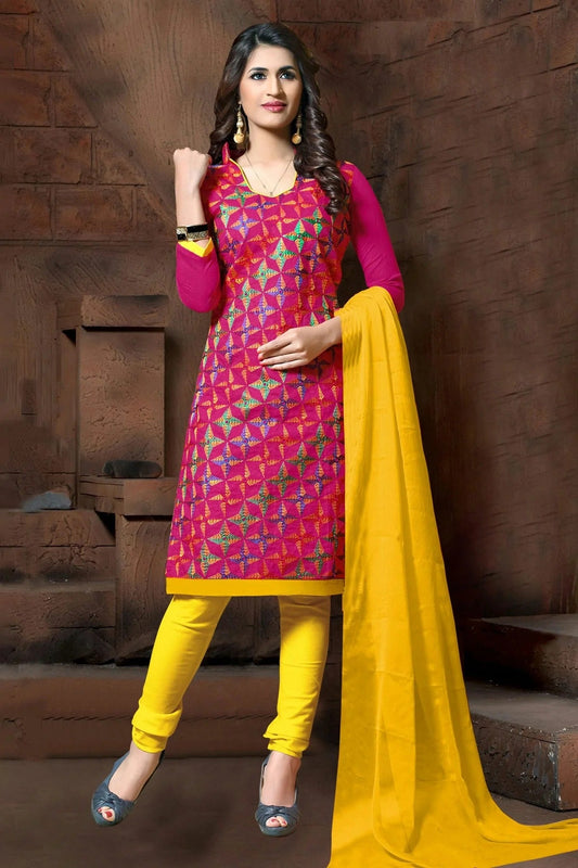 Pink Colour Unstitched Modal Cotton Churidar Suit US1161211