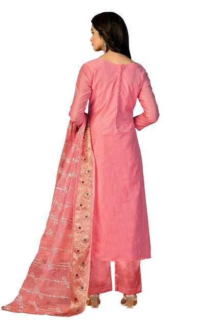 Pink Colour Unstitched Modal Silk Fabric Straight Suit US1160932 A