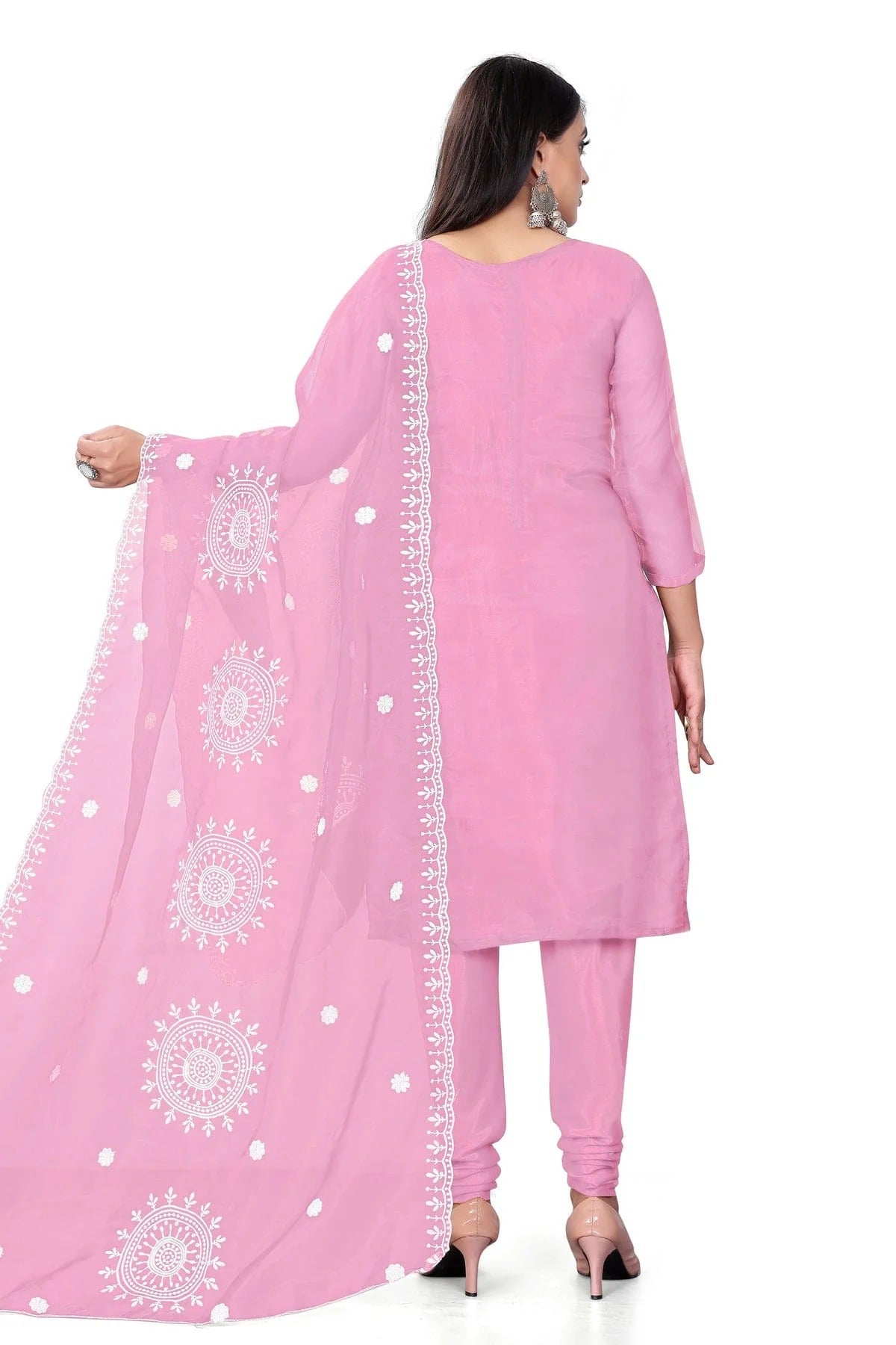 Pink Colour Unstitched Organza Churidar Suit US1160709 A