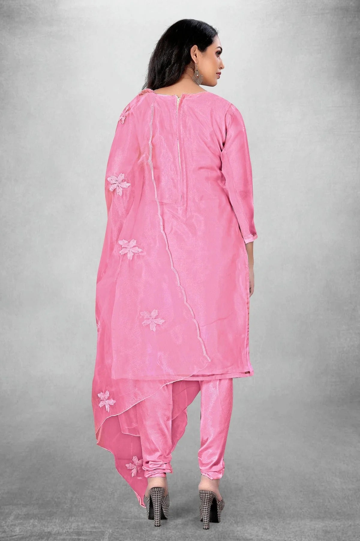 Pink Colour Unstitched Organza Churidar Suit US1160781 A