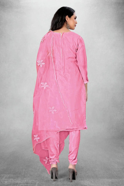 Pink Colour Unstitched Organza Churidar Suit US1160781 A