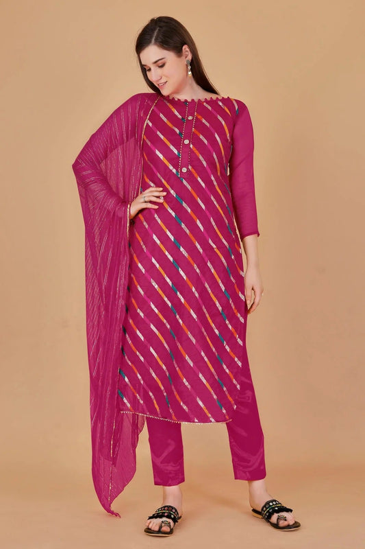 Pink Colour Unstitched Organza Jacquard Fabric Straight Suit US1161029