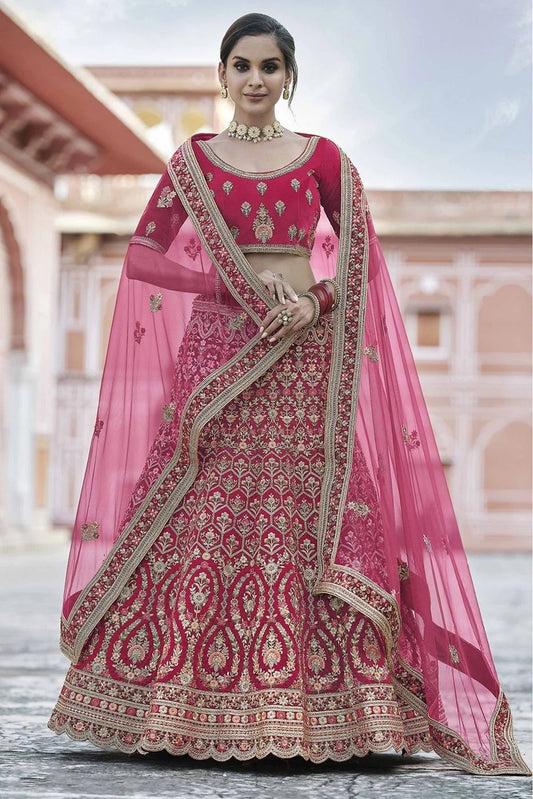 Pink Colour Velvet Hand Work Lehenga Choli LC1080087