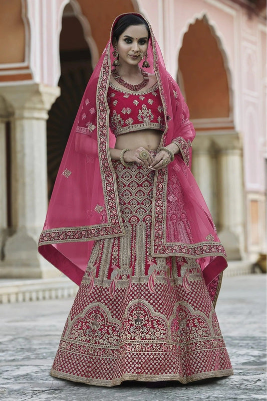 Pink Colour Velvet Hand Work Lehenga Choli LC1080095