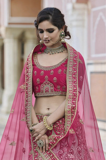 Pink Colour Velvet Hand Work Lehenga Choli LC1080101 A