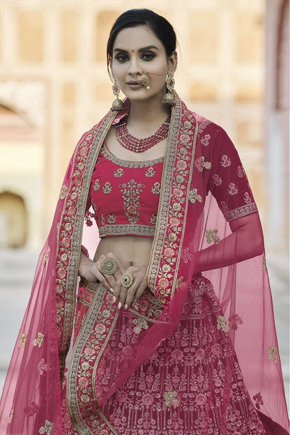 Pink Colour Velvet Hand Work Lehenga Choli LC1080103 A